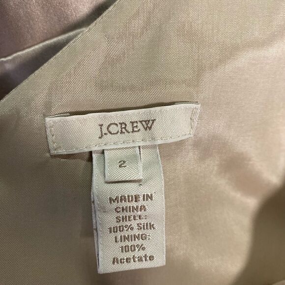 #155- J CREW Champaign silk one shoulder cocktail dress - Picture 9 of 10